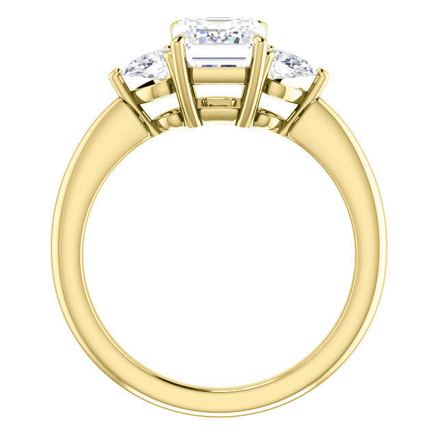 Emerald / Radiant and Pear Moissanite 3-Stone Ring