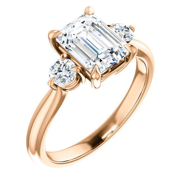 Emerald / Radiant Moissanite 3-Stone Ring