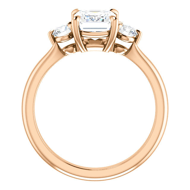 Emerald / Radiant Moissanite 3-Stone Ring