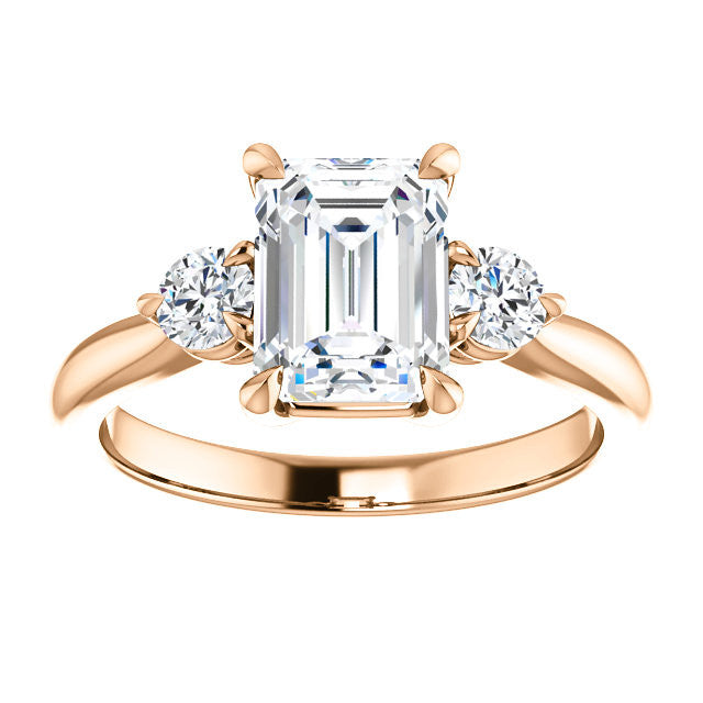 Emerald / Radiant Moissanite 3-Stone Ring