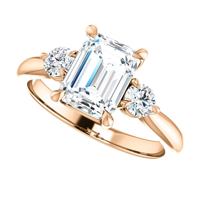 Emerald / Radiant Moissanite 3-Stone Ring