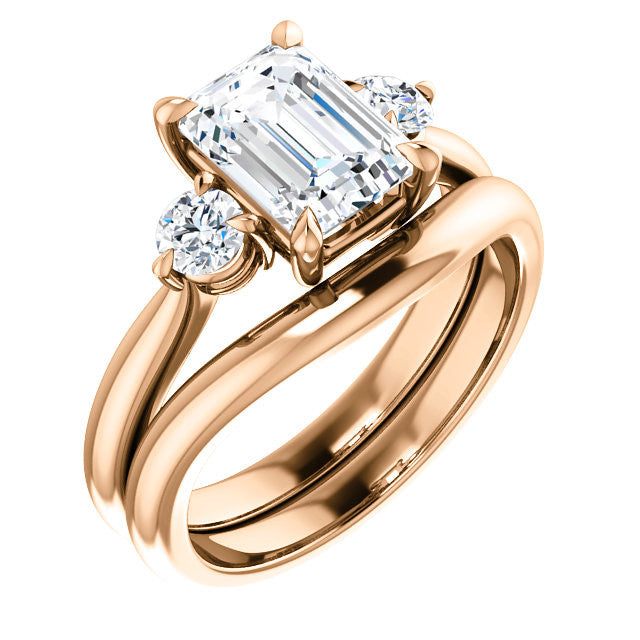Emerald / Radiant Moissanite 3-Stone Ring