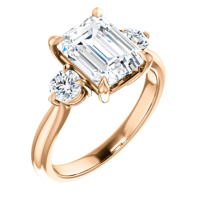 Emerald / Radiant Moissanite 3-Stone Ring