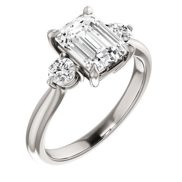 Emerald / Radiant Moissanite 3-Stone Ring