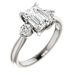 Emerald / Radiant Moissanite 3-Stone Ring