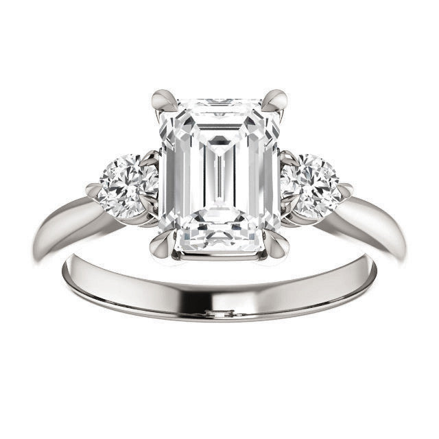 Emerald / Radiant Moissanite 3-Stone Ring