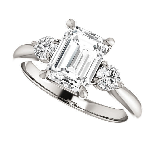 Emerald / Radiant Moissanite 3-Stone Ring