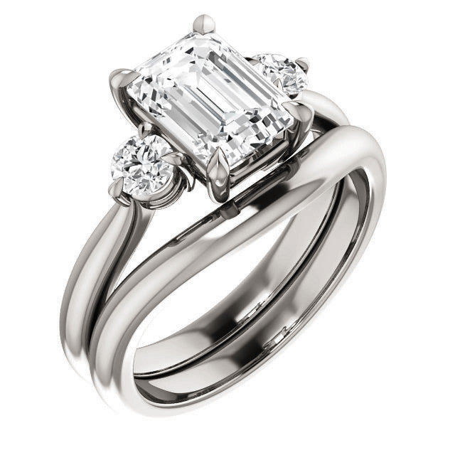 Emerald / Radiant Moissanite 3-Stone Ring