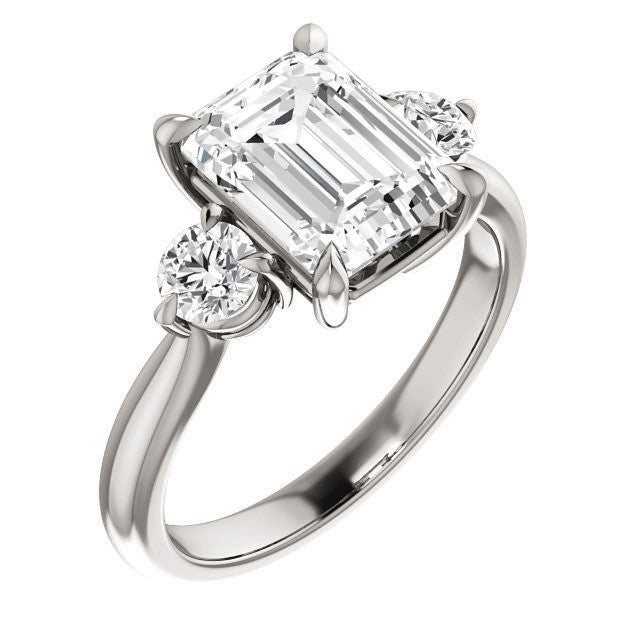 Emerald / Radiant Moissanite 3-Stone Ring