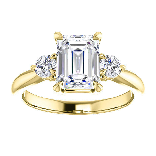 Emerald / Radiant Moissanite 3-Stone Ring