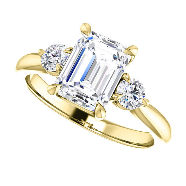 Emerald / Radiant Moissanite 3-Stone Ring