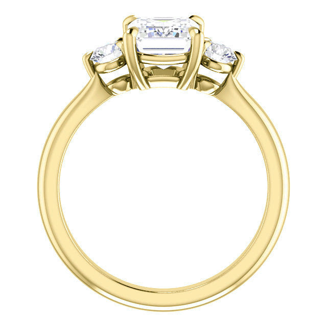 Emerald / Radiant Moissanite 3-Stone Ring