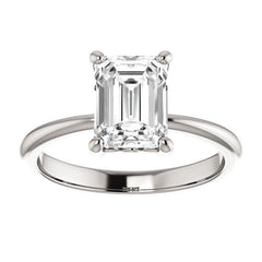 Emerald / Radiant cut Moissanite Solitaire with Scroll Accent Basket Design