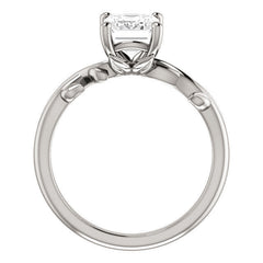 Emerald / Radiant cut Solitaire with Floral Accents