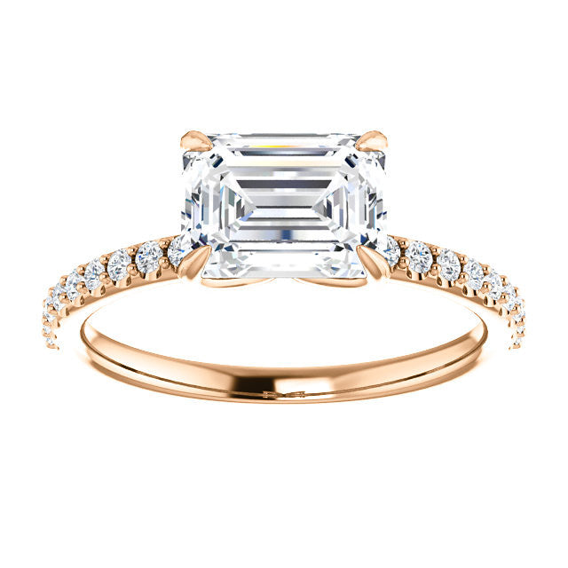 Emerald / Radiant cut Moissanite Engagement Ring with Claw Prongs