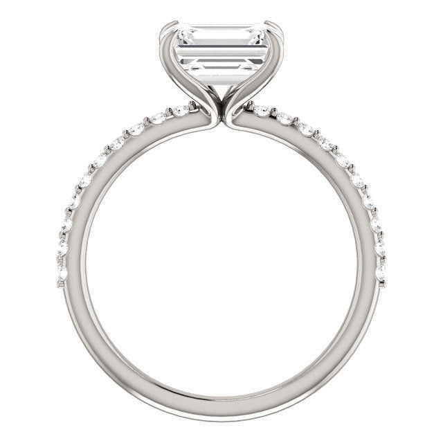 Emerald / Radiant cut Moissanite Engagement Ring with Claw Prongs