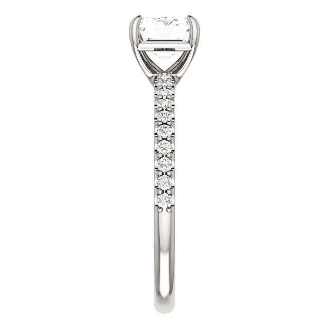 Emerald / Radiant cut Moissanite Engagement Ring with Claw Prongs