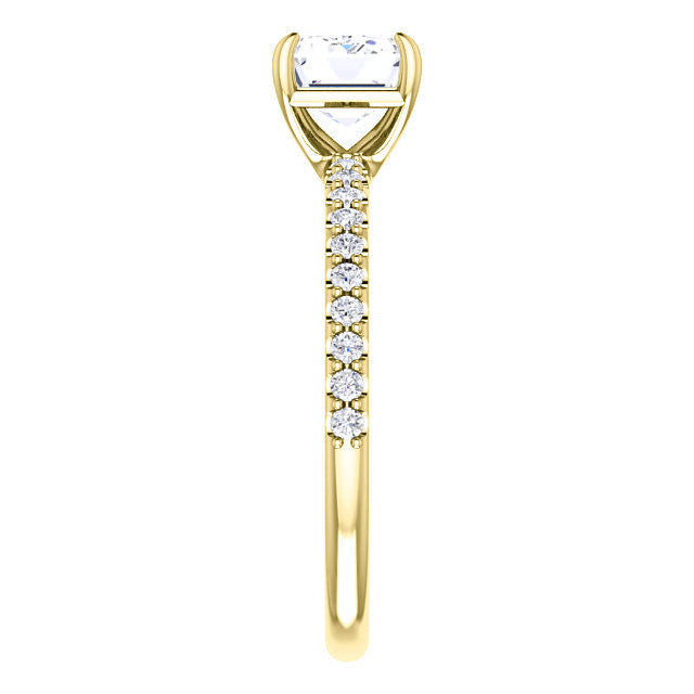 Emerald / Radiant cut Moissanite Engagement Ring with Claw Prongs