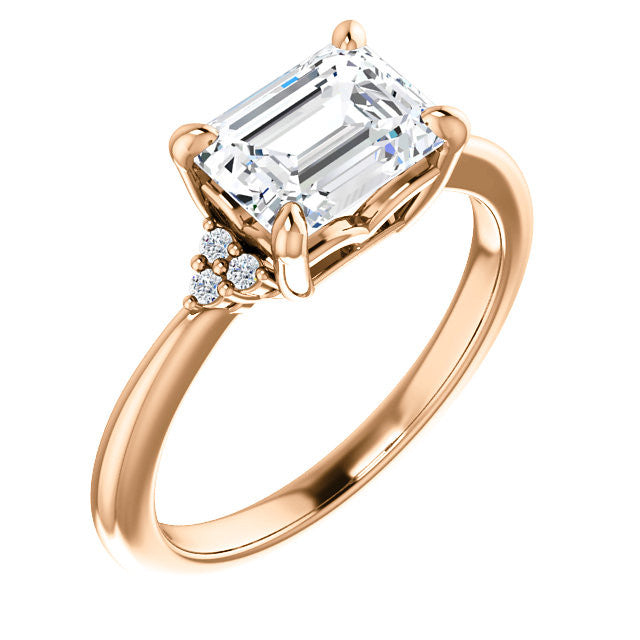 Emerald / Radiant East-West Moissanite Engagement Ring