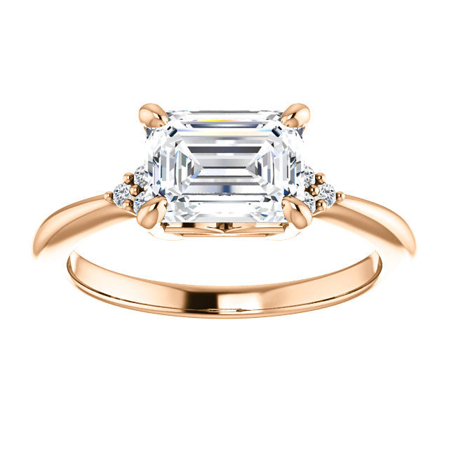 Emerald / Radiant East-West Moissanite Engagement Ring