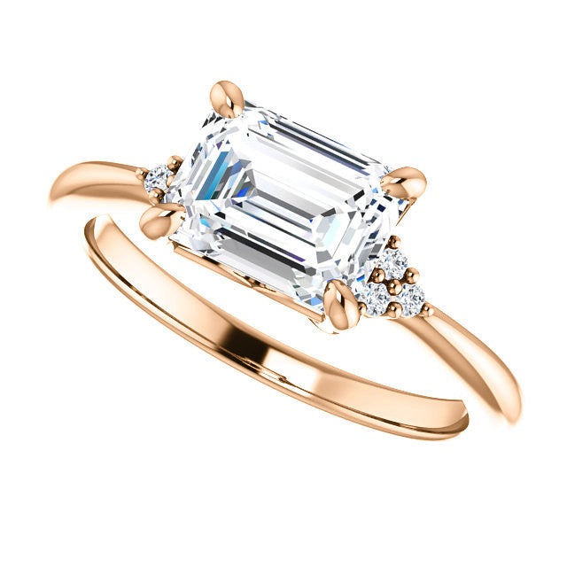 Emerald / Radiant East-West Moissanite Engagement Ring
