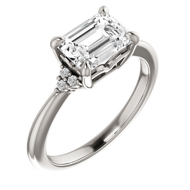 Emerald / Radiant East-West Moissanite Engagement Ring