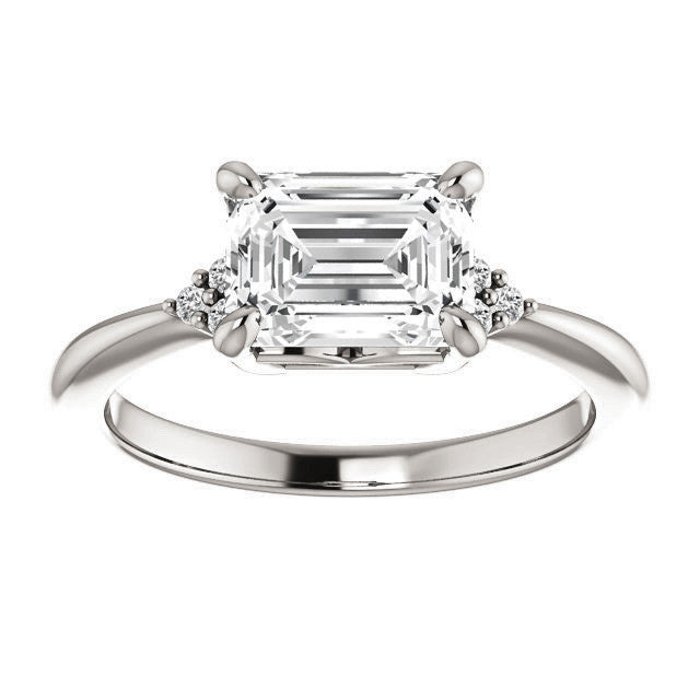 Emerald / Radiant East-West Moissanite Engagement Ring