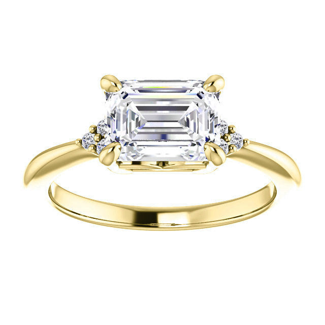 Emerald / Radiant East-West Moissanite Engagement Ring