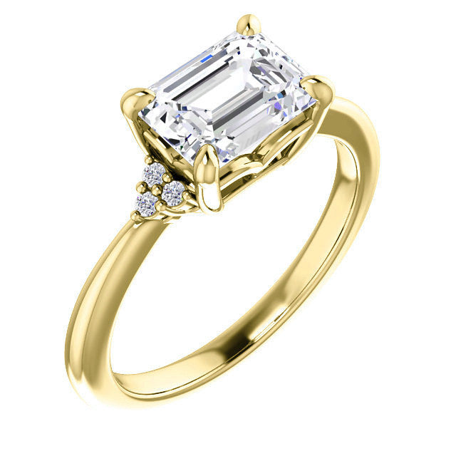 Emerald / Radiant East-West Moissanite Engagement Ring