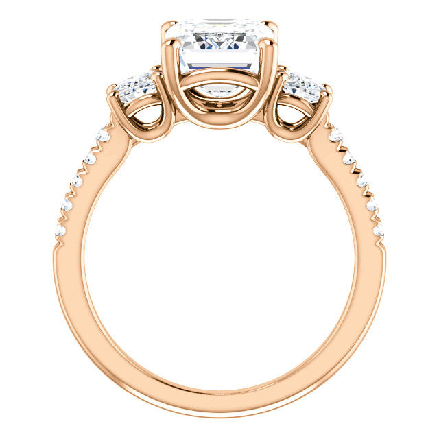 Emerald / Radiant cut Moissanite Engagement Ring