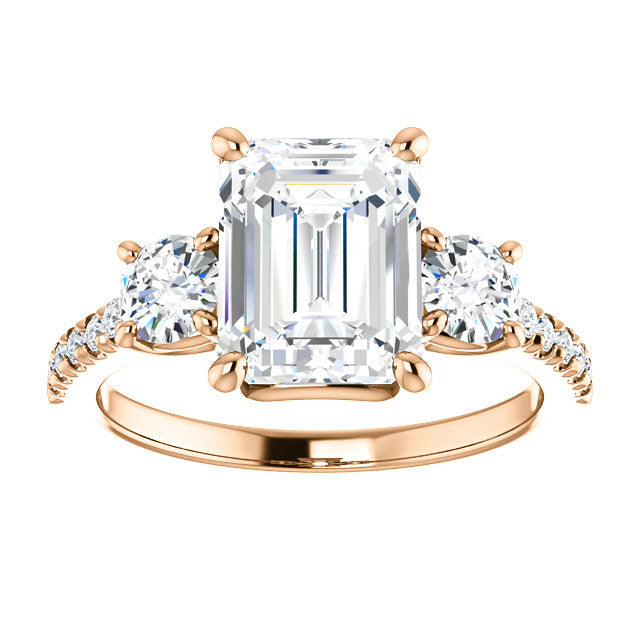 Emerald / Radiant cut Moissanite Engagement Ring
