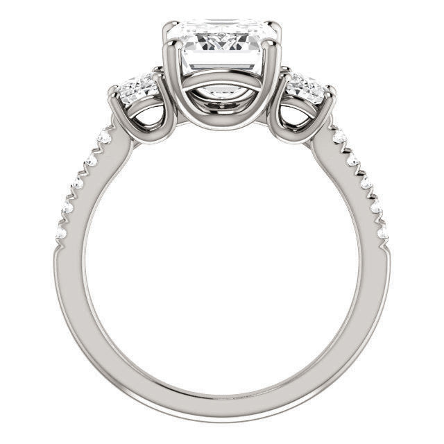 Emerald / Radiant cut Moissanite Engagement Ring