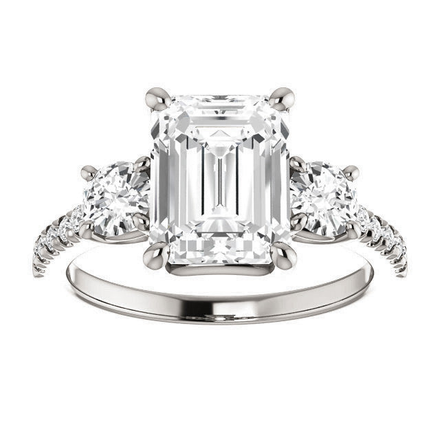 Emerald / Radiant cut Moissanite Engagement Ring