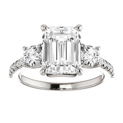 Emerald / Radiant cut Moissanite Engagement Ring