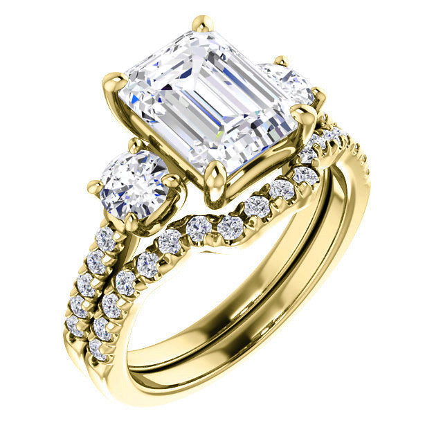Emerald / Radiant cut Moissanite Engagement Ring