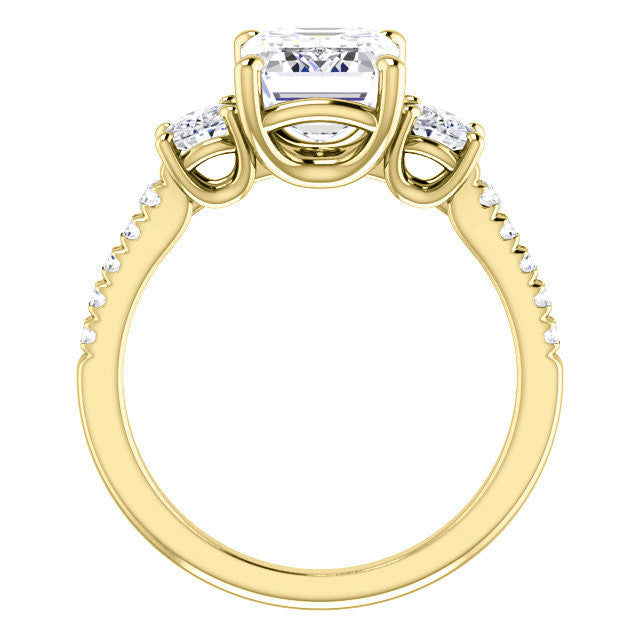 Emerald / Radiant cut Moissanite Engagement Ring