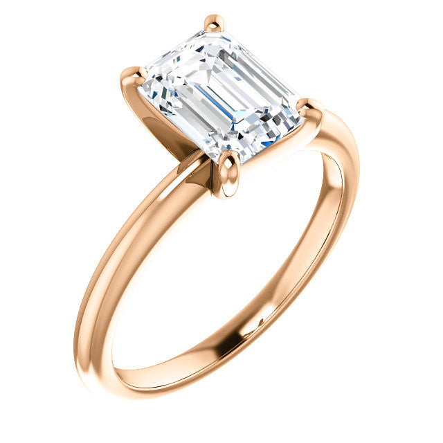 Emerald / Radiant cut Moissanite Solitaire Ring