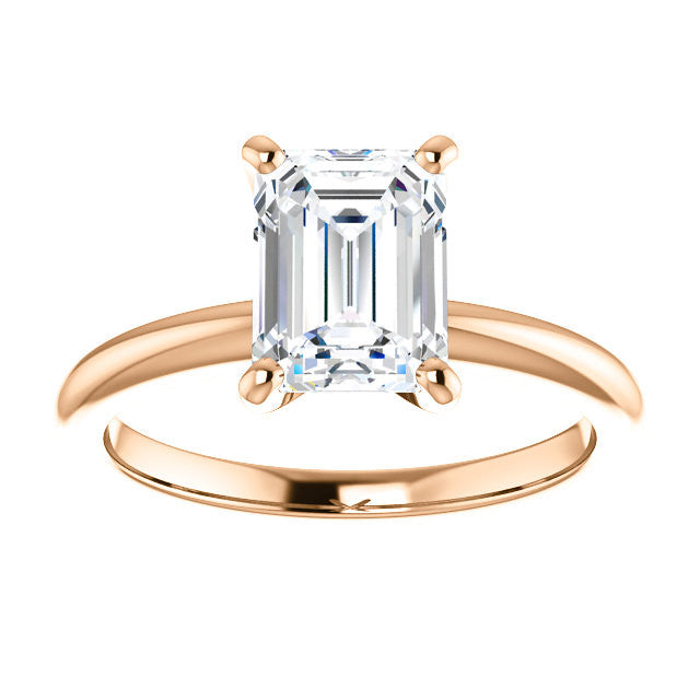Emerald / Radiant cut Moissanite Solitaire Ring