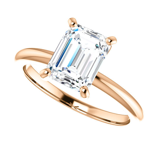Emerald / Radiant cut Moissanite Solitaire Ring