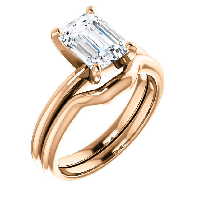 Emerald / Radiant cut Moissanite Solitaire Ring