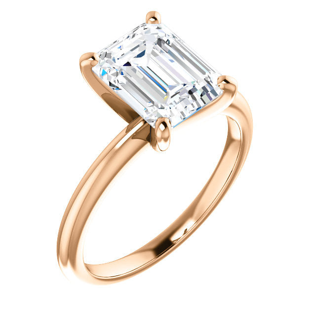 Emerald / Radiant cut Moissanite Solitaire Ring