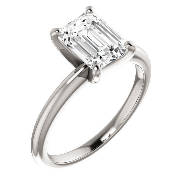 Emerald / Radiant cut Moissanite Solitaire Ring