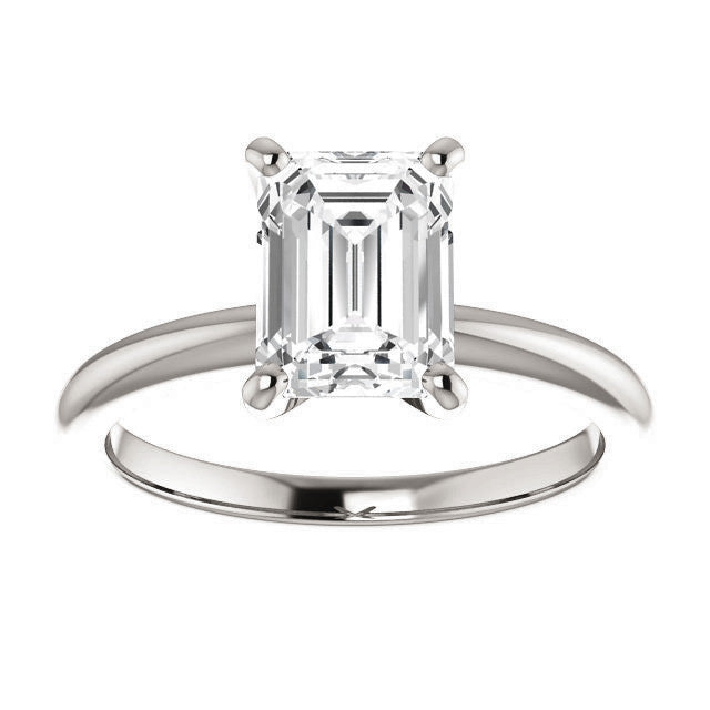 Emerald / Radiant cut Moissanite Solitaire Ring