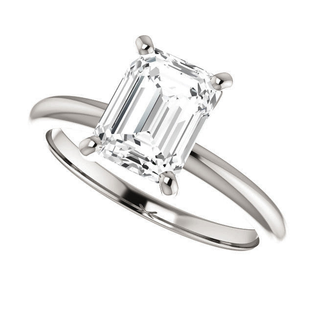 Emerald / Radiant cut Moissanite Solitaire Ring