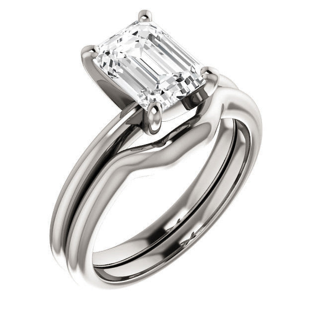 Emerald / Radiant cut Moissanite Solitaire Ring