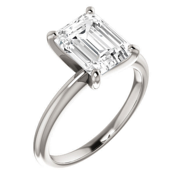 Emerald / Radiant cut Moissanite Solitaire Ring