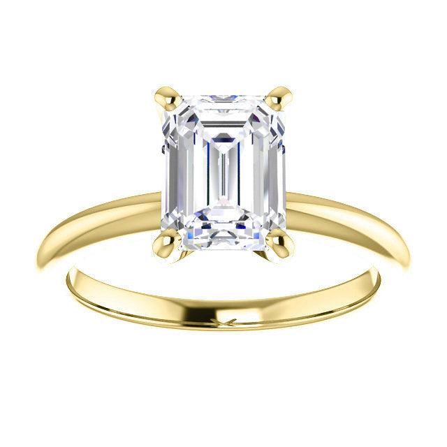 Emerald / Radiant cut Moissanite Solitaire Ring