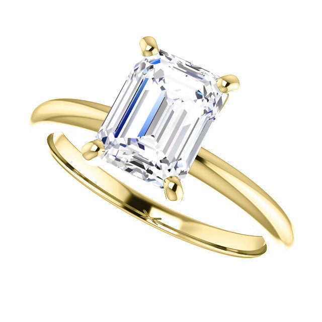 Emerald / Radiant cut Moissanite Solitaire Ring