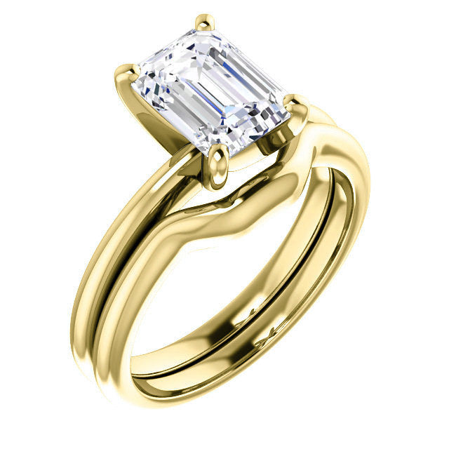 Emerald / Radiant cut Moissanite Solitaire Ring