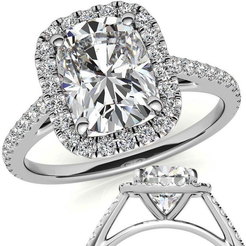 Rectangular Cushion Halo Cathedral Engagement Ring